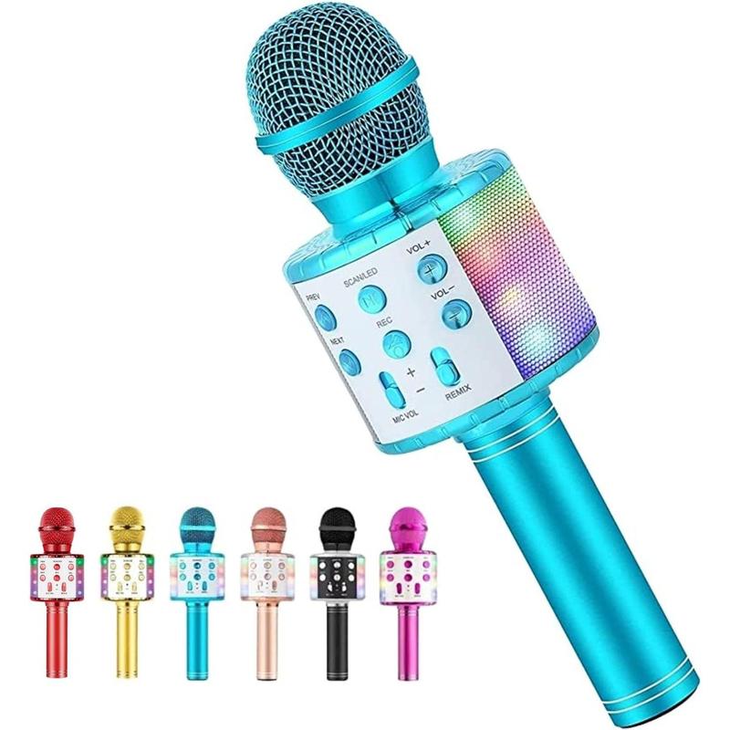 Voice Changing Karaoke Microphone for  Singing,5 in 1   Microphone with LED Lights Karaoke Machine Portable Mic Speaker Player Recorder for Home Party Birthday Gift