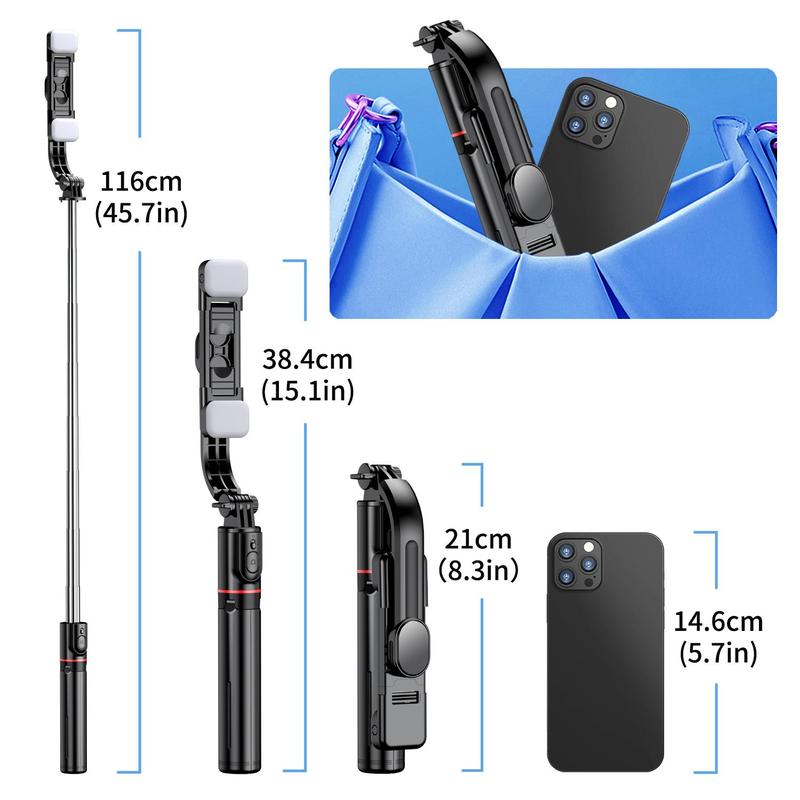 Wireless Remote Control Selfie Stick Tripod for Smartphone with Fill Light, Summer Adjustable Phone Tripod Stand with LED Selfie Light, Cellphone Selfie Light, Phone Accessories, Tripod with Light, Smartphone Accessories