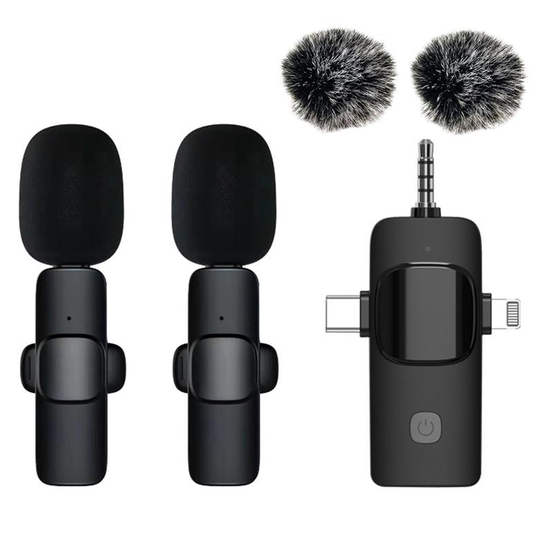 2 Pack Wireless Lavalier Microphones for iPhone Android iPad Camera Laptop-Audio Recording,Professional Mini Wireless Clip-on Microphone for Interview Vlog Livestream Podcast Teaching, Audio & Video Accessories Smartphone