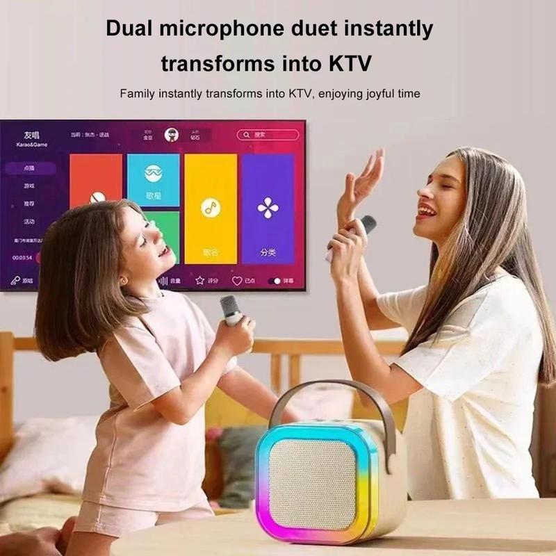 K12 Wireless Microphone Karaoke Machine Bluetooth Speaker KTV HIFI Stereo Sound RGB Colorful LED Lights For Outdoor Home Party Christmas Gift audio device