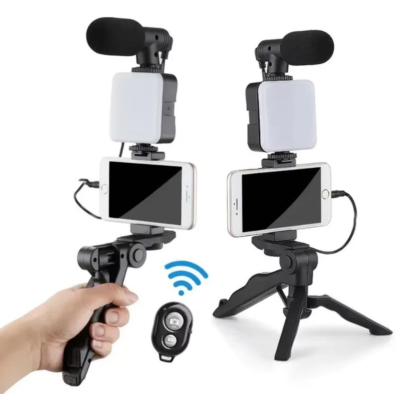 Pro-Level Video All-in-One Vlogging Kit with Tripod, Mic & LED Light for Smartphones