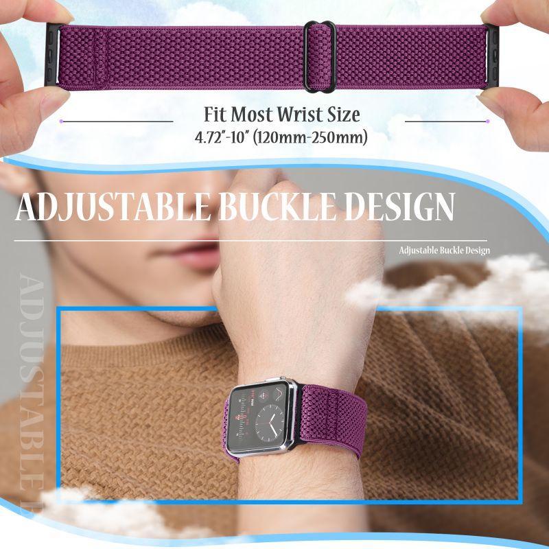 Solid Color Nylon Watch Band, Adjustable Length Watch Band for Women & Men, Wearable Accessories Compatible with iWatch Bands Series 9 8 7 SE 6 5 4 3 2 1 SE