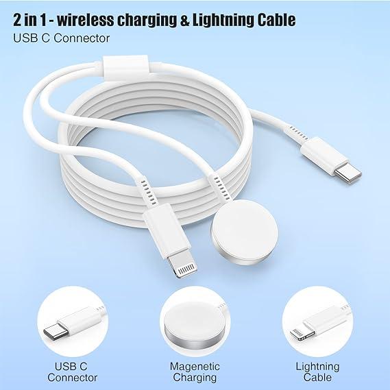 Upgraded USB C Charger for Apple Watch, 2 in 1 Phone and iWatch Magnetic Fast Charging Cable 6FT with USB-C Wall Charger, Compatible with Apple Watch Series 8 7 6 SE 5 4, for iPhone 14 13 12 Protection Cellphone Smartphone Mobile Electronic