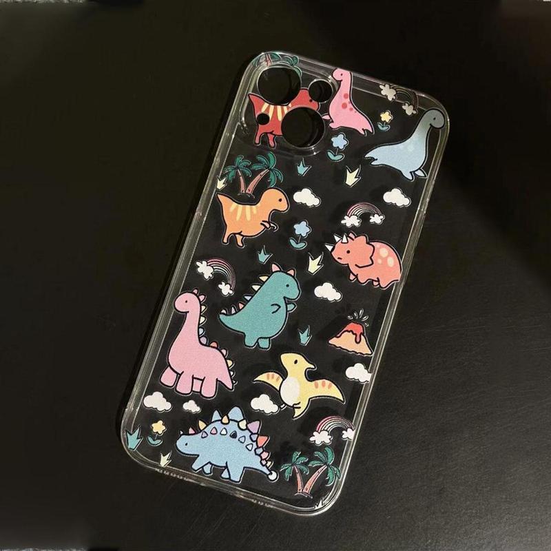 Cartoon Dinosaur Pattern Cellphone Case for Summer, Cute Shockproof Decorative Phone Protector Cover, Cute Phone Cases, Phone Accessories Compatible With iPhone Series