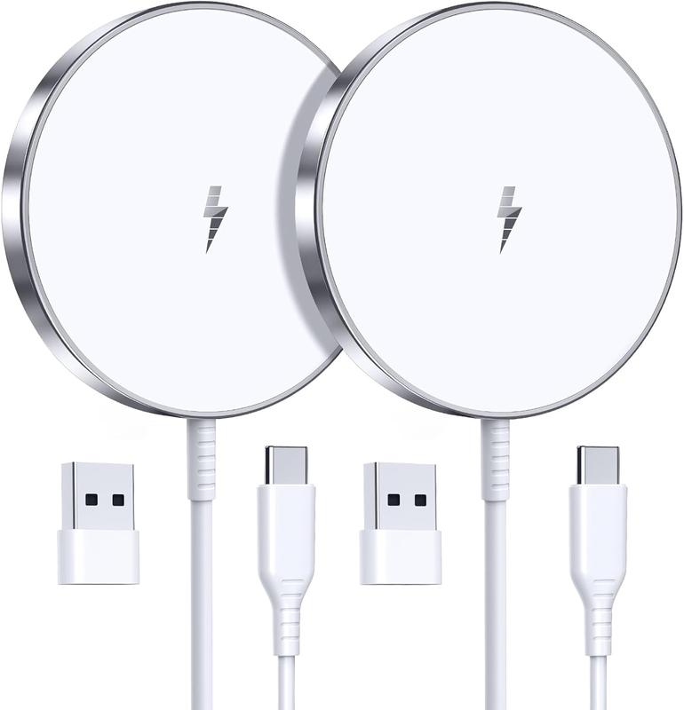 2-Pack 15W Magnetic Fast Charger for iPhone 16 15 14 & AirPods – MagSafe Compatible