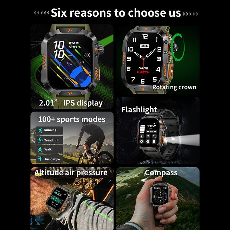 Smart Watches with Flashlight Compass, Smart Watch for iPhone Android Smartphone, Fashion Digital Wristwatch with Heart Rate Monitoring & Sleep Tracking, Sport Smartwatch, Wearable Devices, Back to School Gifts