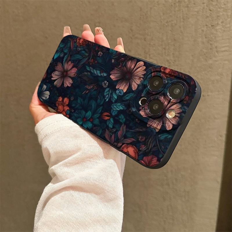 Floral Pattern Phone Case, Anti-drop Cellphone Protective Case, Total Protective Shockproof Mobile Phone Cover for iPhone 11 12 13 14 15 16 Pro Max