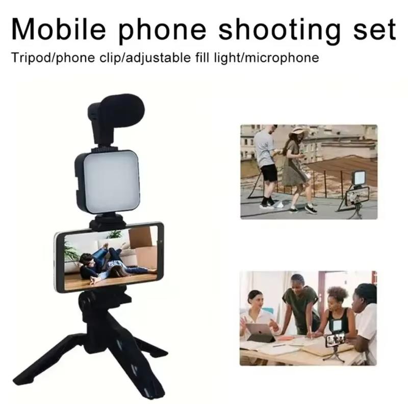 Pro-Level Video All-in-One Vlogging Kit with Tripod, Mic & LED Light for Smartphones