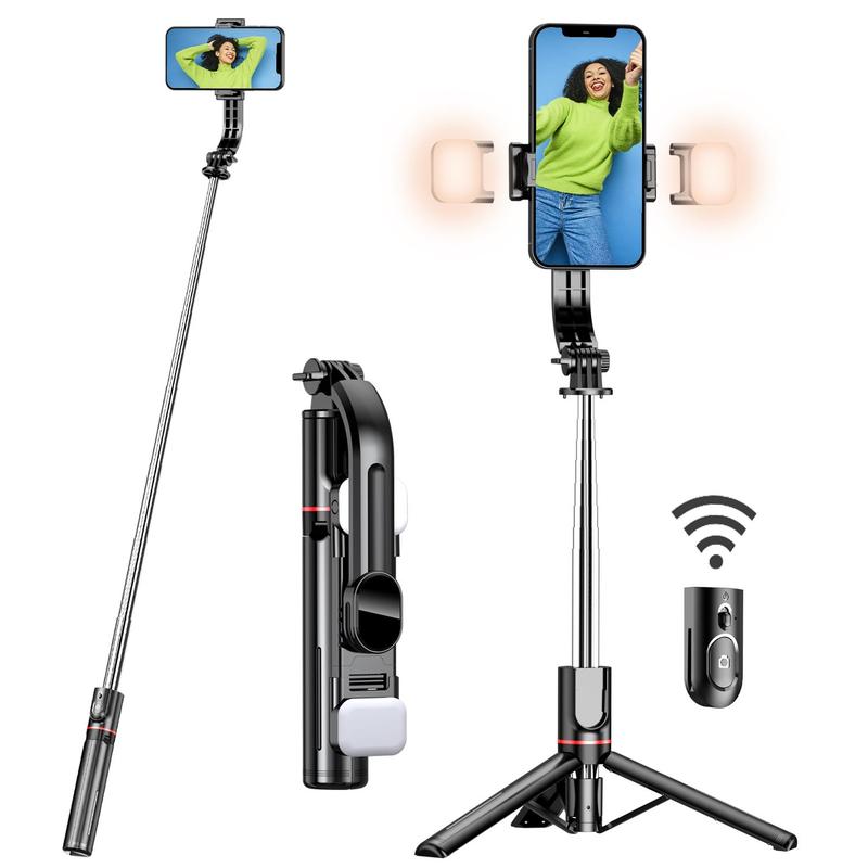 Wireless Remote Control Selfie Stick Tripod for Smartphone with Fill Light, Summer Adjustable Phone Tripod Stand with LED Selfie Light, Cellphone Selfie Light, Phone Accessories, Tripod with Light, Smartphone Accessories