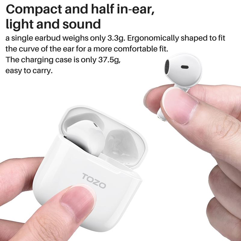 TOZO A3 Half in-Ear Lightweight Wireless Earbuds with Digital Call Noise Reduction Audio Earphones Headphone Electronic Headset Headphone wireless earphone