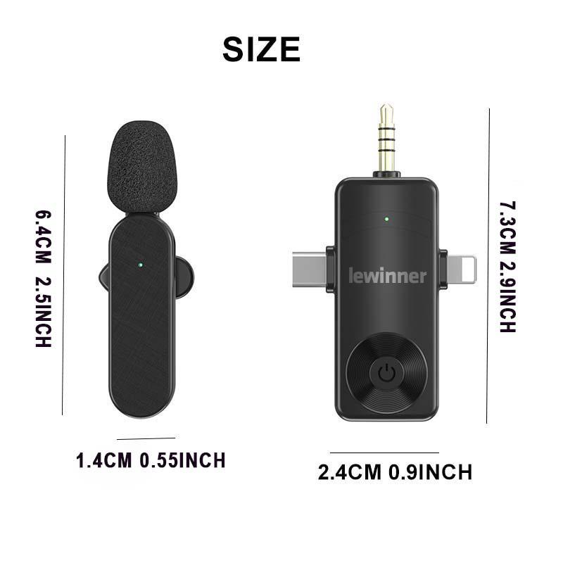 Lewinner 4 microphones Wireless Lavalier microphone, 3 in 1 Receiver, Intelligent Noise Reduction, Supports Mobile phones,Computers,Cameras and speakers.