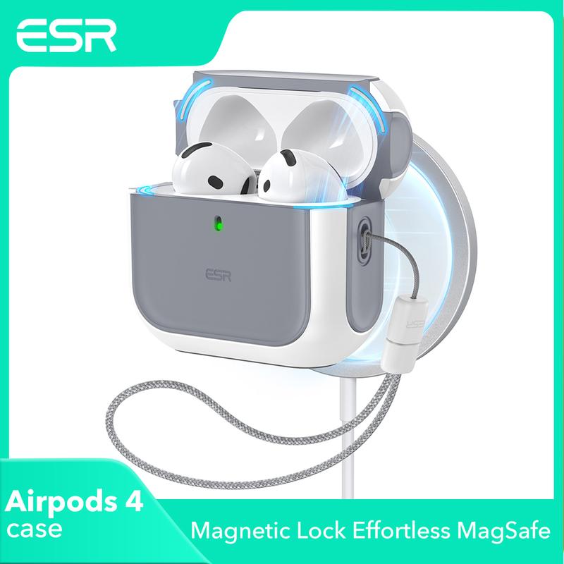 ESR for AirPods 4 Case (2024), Compatible with AirPods Pro 2nd 1st Generation (2023 2022 2019) Case (HaloLock),  Compatible with MagSafe, Full Drop Protection Cover with Lanyard