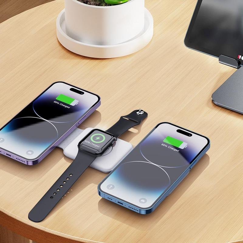 3 in 1 15W Magnetic Wireless Charger, Foldable Wireless Charger, Multifunctional Wireless Charger for Watch, Earphone, Phone