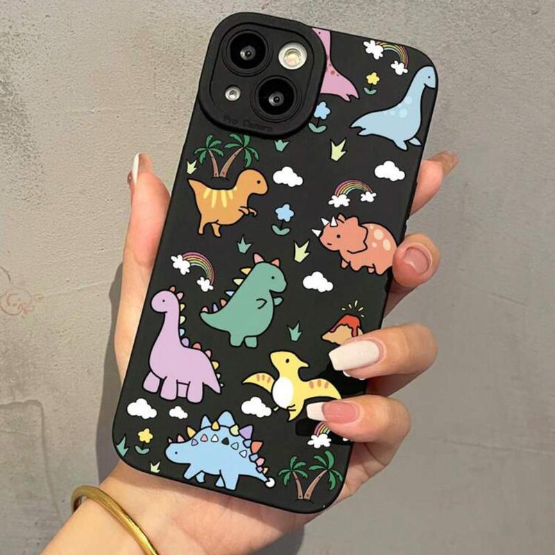 Cartoon Dinosaur Pattern Cellphone Case for Summer, Cute Shockproof Decorative Phone Protector Cover, Cute Phone Cases, Phone Accessories Compatible With iPhone Series