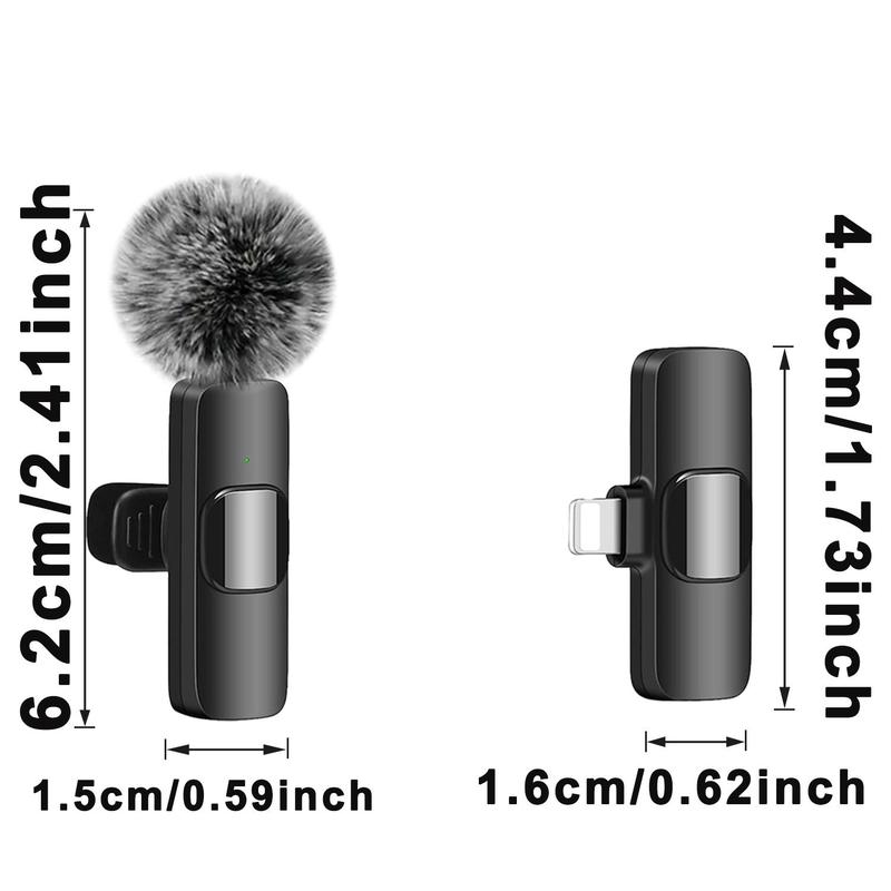 Wireless Lavalier Microphone, 1 Set Rechargeable Cordless Omnidirectional Condenser Recording Mic, Mini Microphone, Clip-on Microphone, Audio & Video Accessories