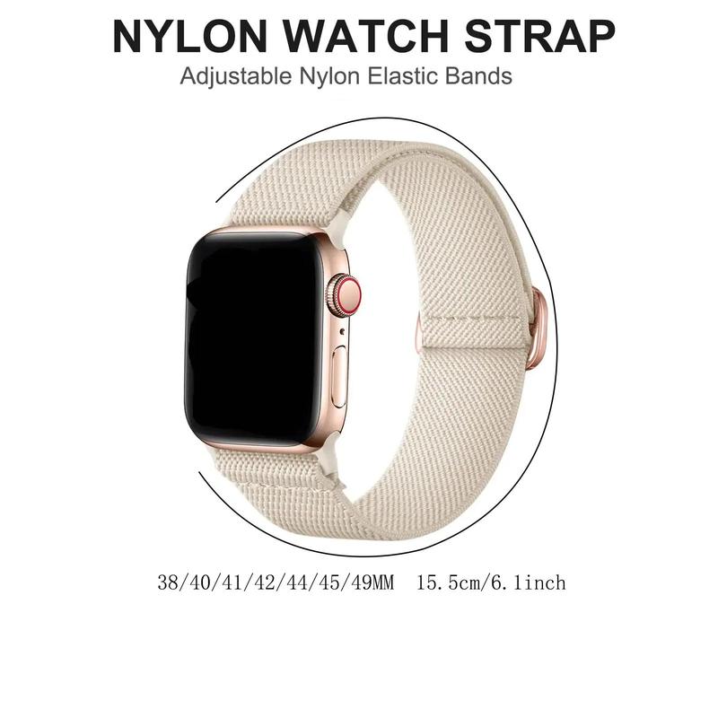 Stretchy Solo Loop Watch Band (Only Band), 5 Counts Soft Nylon Braided Smart Watch Band Compatible With iWatch Band 49mm 45mm 44mm 42mm 41mm 40mm 38mm For Women Men