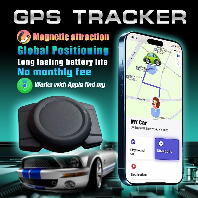 GPS Tracker for Vehicles - Mini Real-Time Magnetic Tracking Device with Weatherproof Case, No Monthly Fee, Compatible with Apple Find My (iOS Only) - Best Hidden Car Tracker for Full Global Coverage