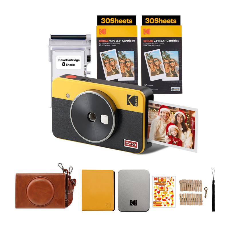 KODAK Mini Shot 2 Retro 4PASS 2-in-1 Instant Camera and Photo Printer (2.1x3.4 inches) + 68 Sheets Gift Bundle