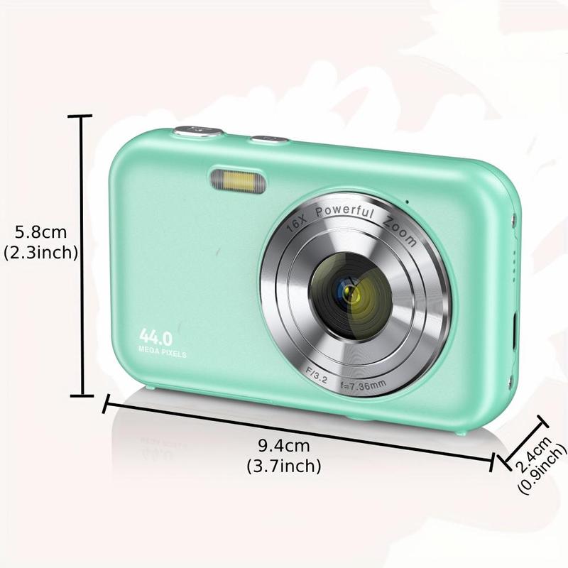 44MP Digital Camera Kit, FHD 1080P Camera with 32GB Card, 16X Digital Zoom Camera, Compact Small Point Shoot Camera for Student Teen Beginner, Point Shoot Cameras, Mini Camera for Vlogging, Stocking Fillers Gift