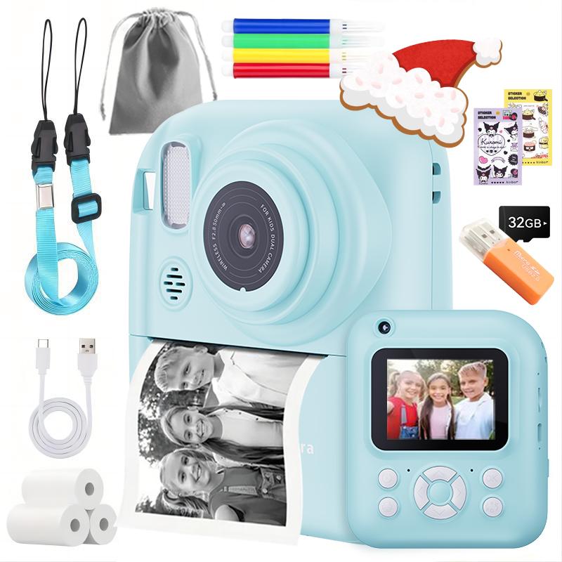 Polaroid Camera With 3 Print Paper, Instant Print camera, 32G Card Selfie Video Camera for Kids, Portable Travel Camera, Fast Photo Printing, For All Ages Toy camera, Chrismas Birthday gift