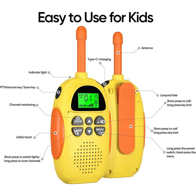 Walkie Talkies for Kids Rechargeable 3 Pack Kids Walkie Talkies, Long Range 22 Channels 2 Way Radio Kids Birthday Toy Gift for 3-12 Year Old Boys Girls Outdoor Adventures Camping Hiking