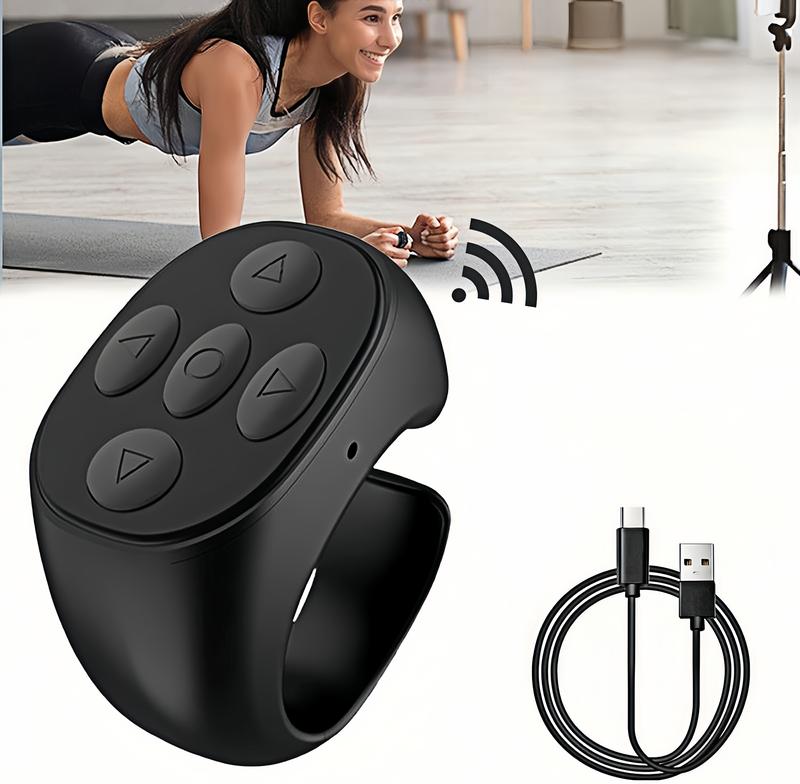 Bluetooth Remote Control Rechargeable Wireless Page Turner,Mini Scrolling Ring for Phone Android Smartphones Tablets