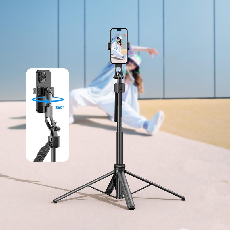 AI Face Tracking Selfie Stick Tripod, USB Rechargeable 4-foot Selfie Stick with Remote Control, Portable Selfie Accessories for Phone & Camera, Stocking Fillers Gift