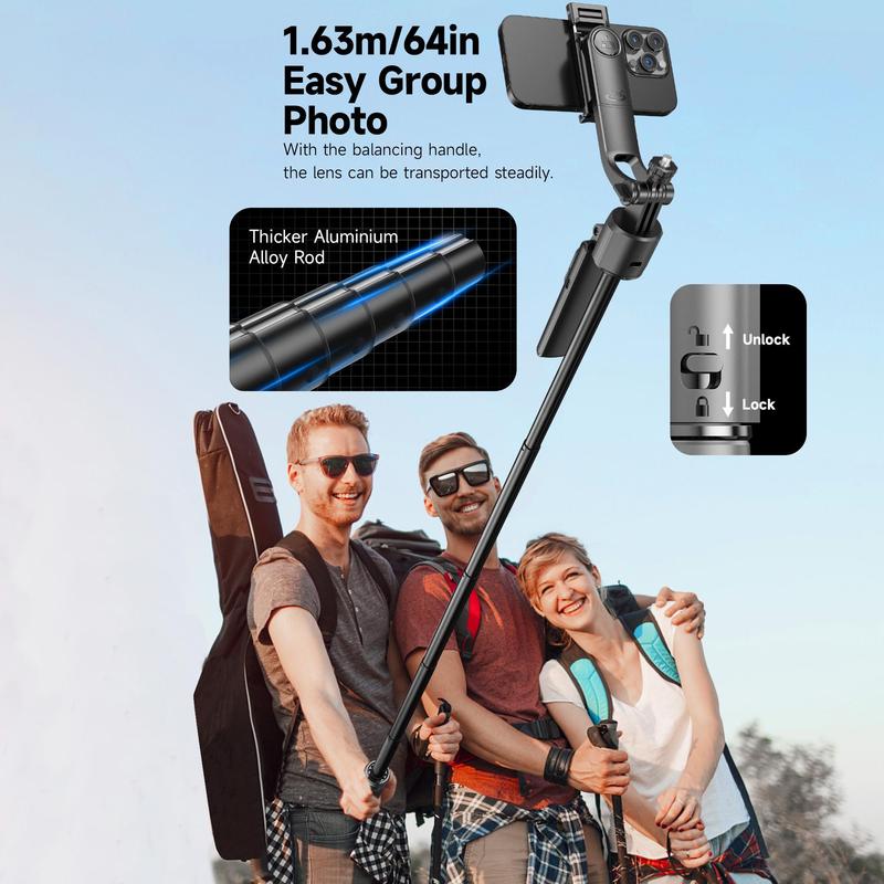 AI Face Tracking Selfie Stick Tripod, USB Rechargeable 4-foot Selfie Stick with Remote Control, Portable Selfie Accessories for Phone & Camera, Stocking Fillers Gift