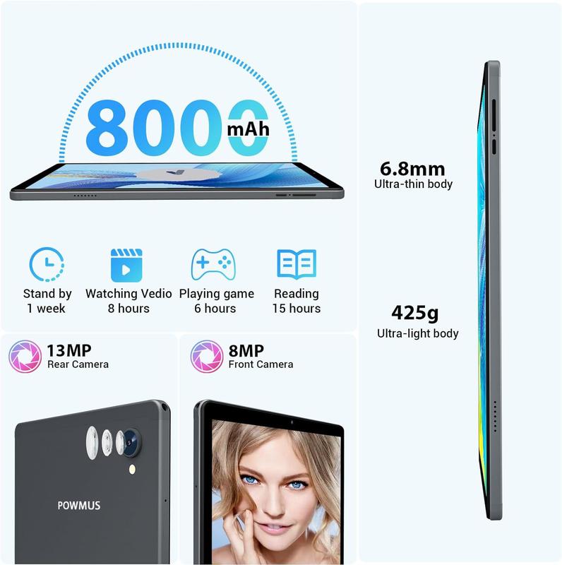 BlackFriday Newest Android 14 256GB Tablet 10.4 inch, 2000*1200 IPS Big Screen Tablets HD Touch Touchscreen with Keyboard Mouse, 19GB(8+11)Ram 256GB Storage 2TB Expandable, Octa-Core Processor, WiFi, 8000mAh, BT 5.0, 2024 All-in-One Tablets Bundle