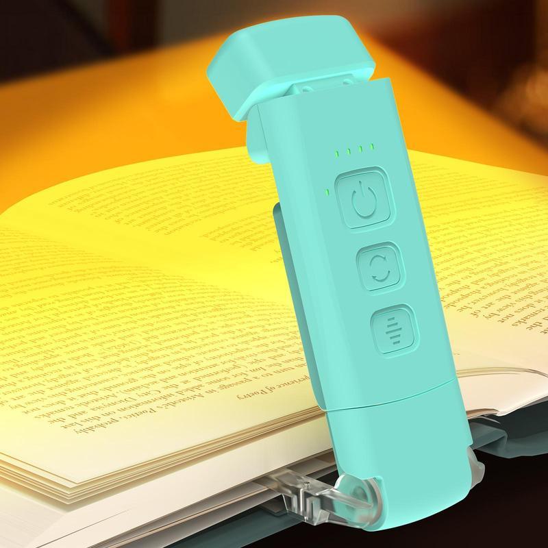 USB Rechargeable Book Light for Reading in Bed, Portable Clip-on LED Reading Light,  3 Amber Colors & 5 Brightness Dimmable, Compact & Long Lasting, Flexible Adjustable Angle Night Light, Perfect for Book Lovers, Kids Mobile Smartphones