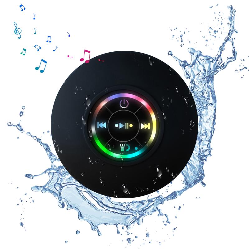 Portable Mini Wireless Speaker, Suction Cup USB Rechargeable Waterproof Speaker with LED Light, Bluetooth 5.0 Speaker for Parties, Bathroom, Home & Travel, Christmas New Year Gifts, Shower & Home