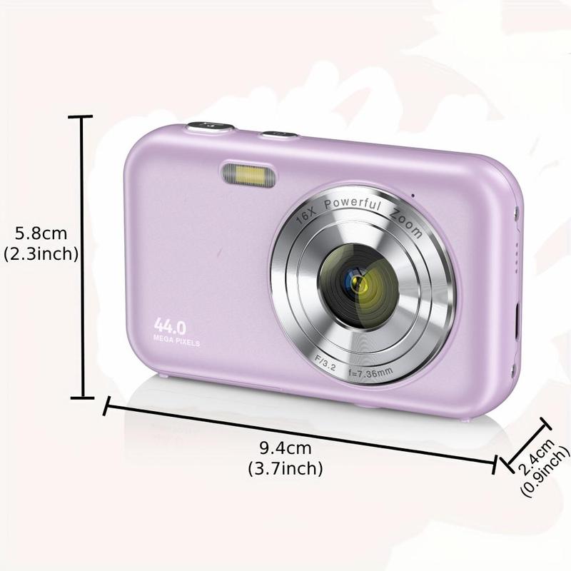 44MP Digital Camera Kit, FHD 1080P Camera with 32GB Card, 16X Digital Zoom Camera, Compact Small Point Shoot Camera for Student Teen Beginner, Point Shoot Cameras, Mini Camera for Vlogging, Stocking Fillers Gift