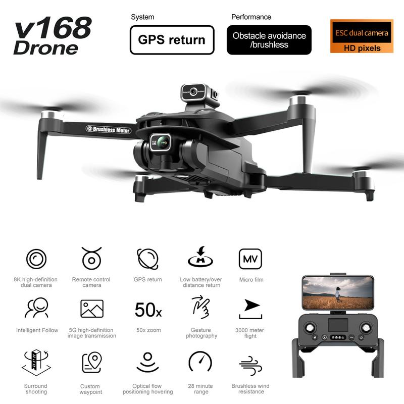 Brushless GPS 8K drone, 6-level wind resistance, Aerial Photography, obstacle avoidance, remote controller, phone app control,folding body Cameras control drone