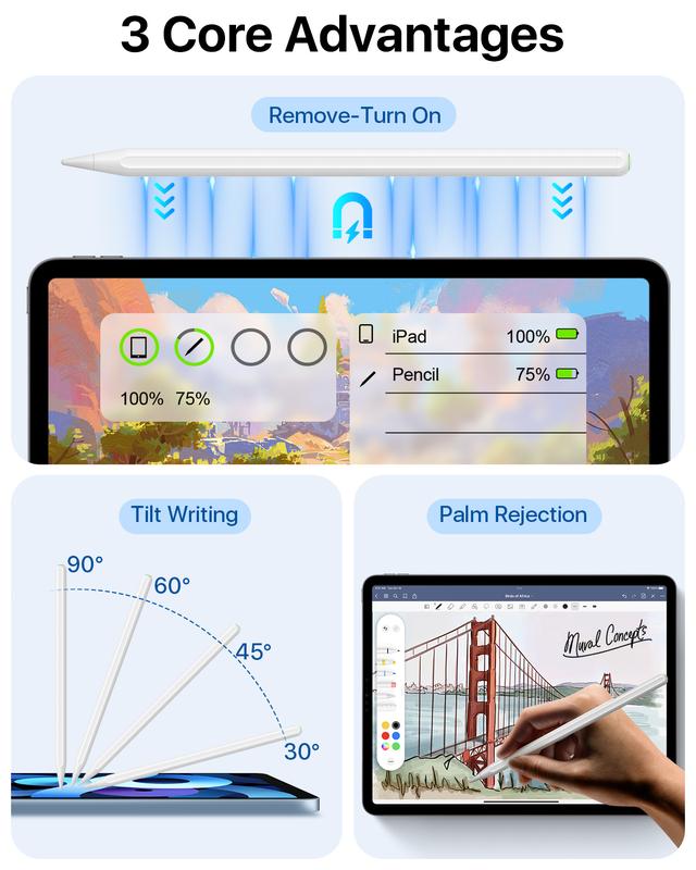 iPad Pencil 2nd Generation with Magnetic Wireless Charging, Same as Apple Pencil 2nd Generation with Quick Photo Function Make a Selfie Stick, Compatible with iPad Pro 11 in 1 2 3 4, iPad Pro 12.9 in 3 4 5 6, iPad Air 4 5, iPad Mini 6 (Yellow)