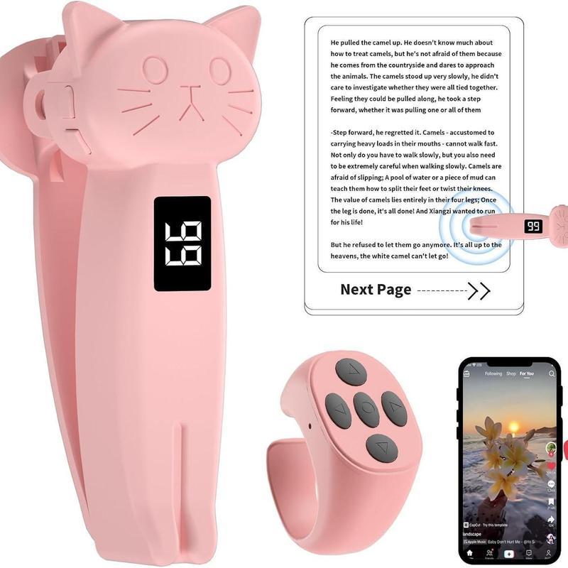 Scrolling Ring Bluetooth Remote Control Ring Bluetooth Phone Remote for Camera Selfie,Video Record,Music Control Pink Smartphone Accessories Cellphone