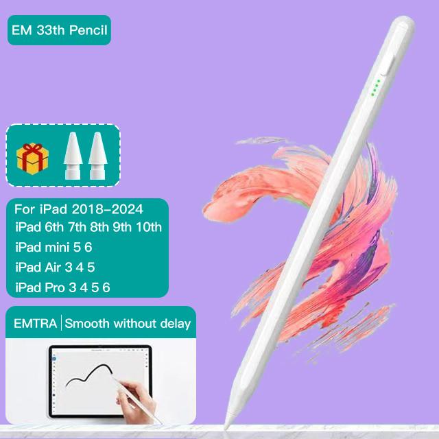 compatible with 2018-2024 IPAD series models (with palm rejection function, comes with two extra pen tips) (Please check the model before ordering. Compatible with iPad 2018 or later. This capacitive pen is not suitable for mobile phones) stylus