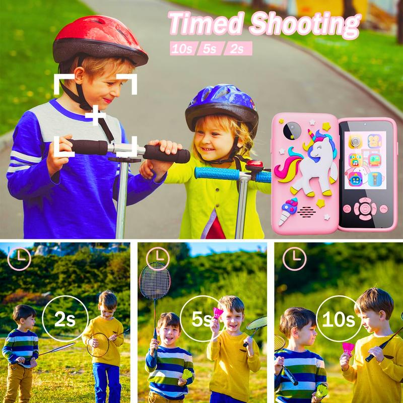 Kids Smart Phone for Girls Toy Camera Phone for Toddler Birthday Gifts for 3-8 Years Old Children with 32G SD Card