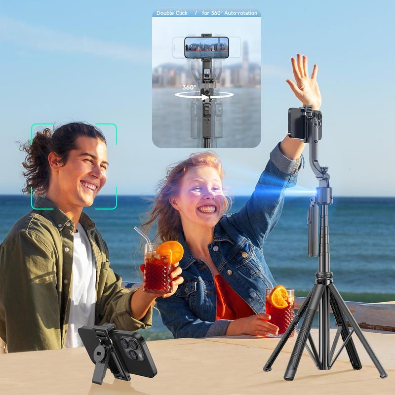 AI Face Tracking Selfie Stick Tripod, USB Rechargeable 4-foot Selfie Stick with Remote Control, Portable Selfie Accessories for Phone & Camera, Stocking Fillers Gift