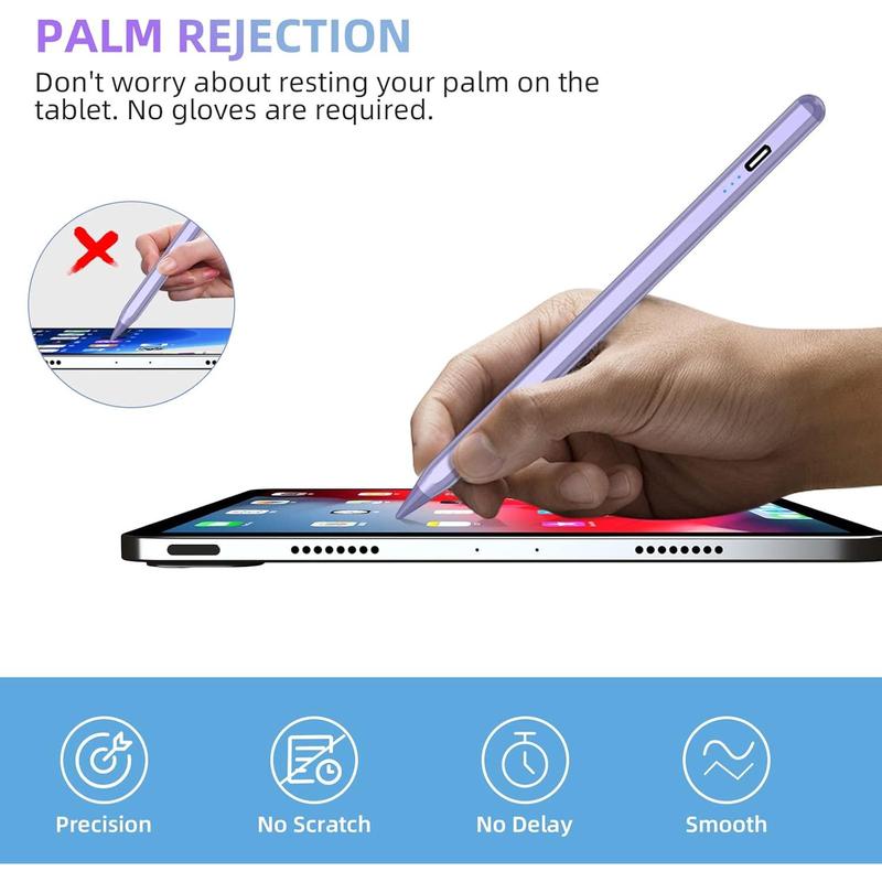 Stylus Pen for iPad, Apple Pencil for iPad 10th 9th Gen, Apple Pen iPad Pencil for iPad Air 5 4 3rd, iPad Pro 11 12.9 Inch, with Palm Rejection & Tilt Sensitivity, Magnetic Stylus iPad Pen, Purple