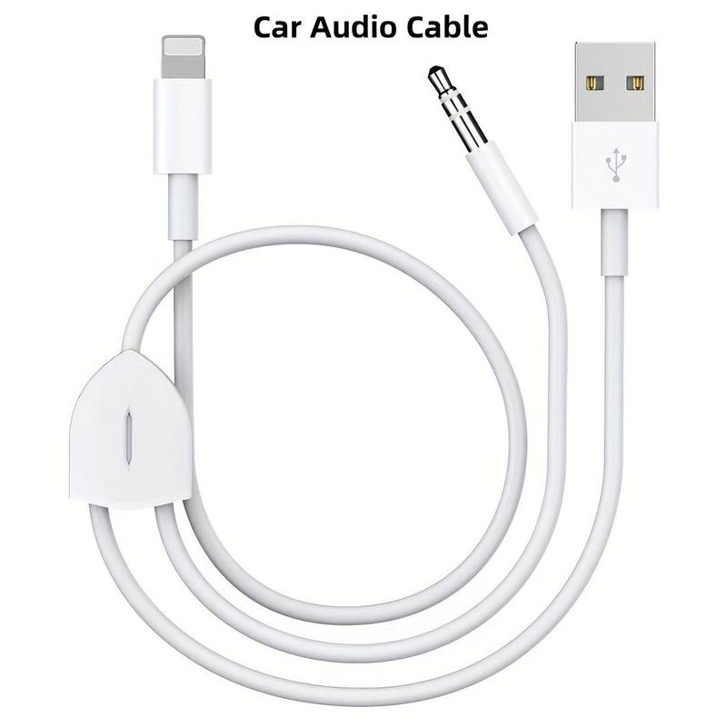 Durable Car Aux Audio Cable, 3.5mm Aux Stereo Cable Adapter for iPhone 13 12 11 XS, Rechargeable Audio Auxiliary Cable for Car Home Speaker Capture Card