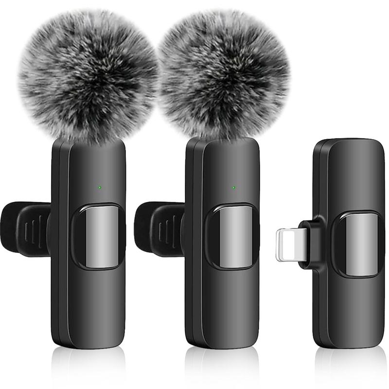 Wireless Lavalier Microphone, 1 Set Rechargeable Cordless Omnidirectional Condenser Recording Mic, Mini Microphone, Clip-on Microphone, Audio & Video Accessories