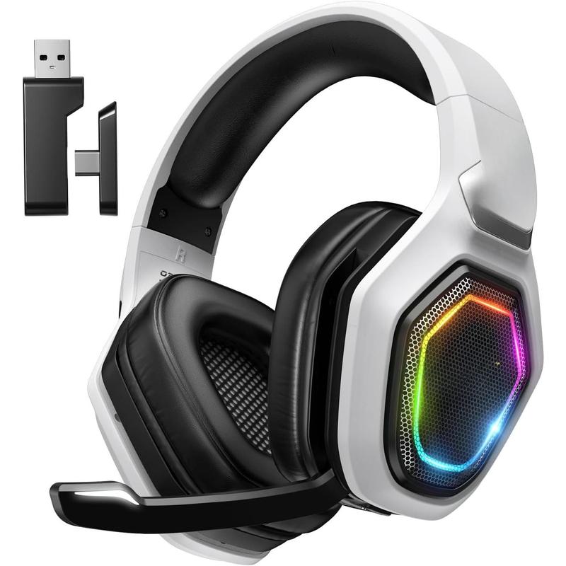 for PC, Ps5, Ps4 - Lossless Audio USB & Type-C Ultra Stable Gaming Headphones with Flip Microphone, 40-Hr Battery Bluetooth Headset Wireless Adapter