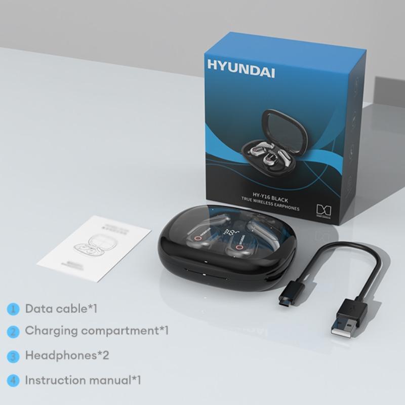 HYUNDAI Y16 Open Free Wireless AI Translation Headphones, Bluetooth-compatible Earphones for Listening to Music & Calling, 75 Languages Translation Headset