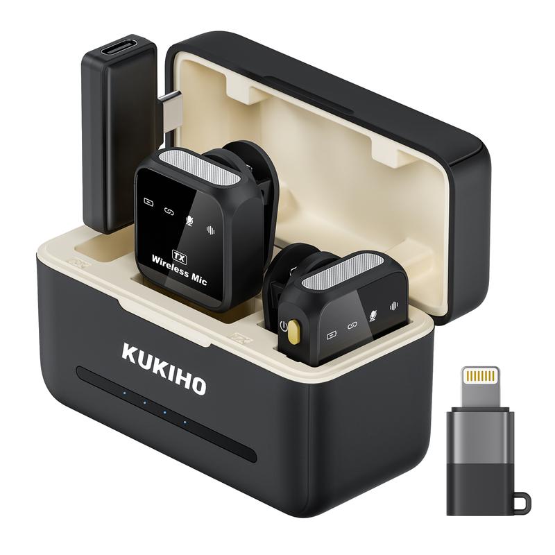 KUKIHO Wireless Lavalier Microphone for iPhone iPad Android With Charging Case Audio Smartphone Audio Smartphone