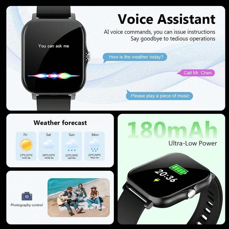 Multifunctional Smart Watch, Fashionable Digital Watch with Multi-Sport Modes & Weather Forcast, Sports Watch for Women & Men