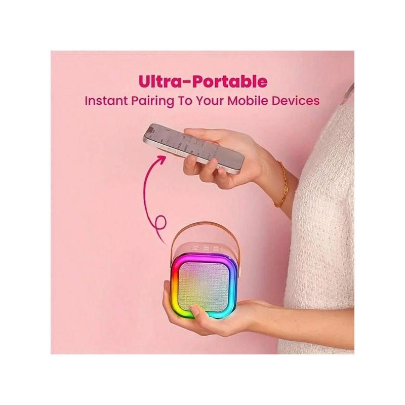 Portable Mini Karaoke K12 Speakers With Two Microphone Song Radios All-In-One RGB Lantern Home Singing Karaoke Wireless Outdoor Speakers Audio Connection