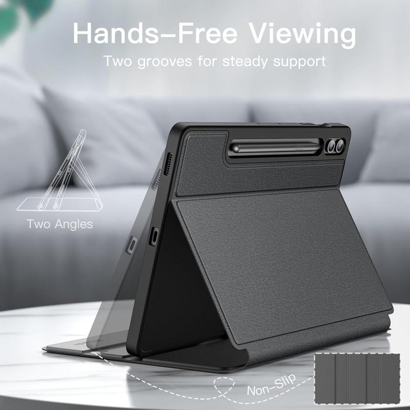 Case for Samsung Galaxy Tab S9 FE+   S9 FE Plus 12.4-Inch with S Pen Holder, Slim Folio Stand Protective Tablet Cover, Multi-Angle Viewing (Black) Accessories Computer