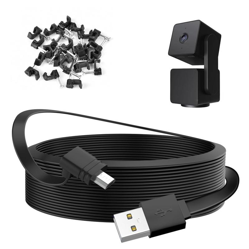 25FT 7.5M Power Extension Cable for WYZE Cam Pan V3, 90 Degree Micro USB Compatibility