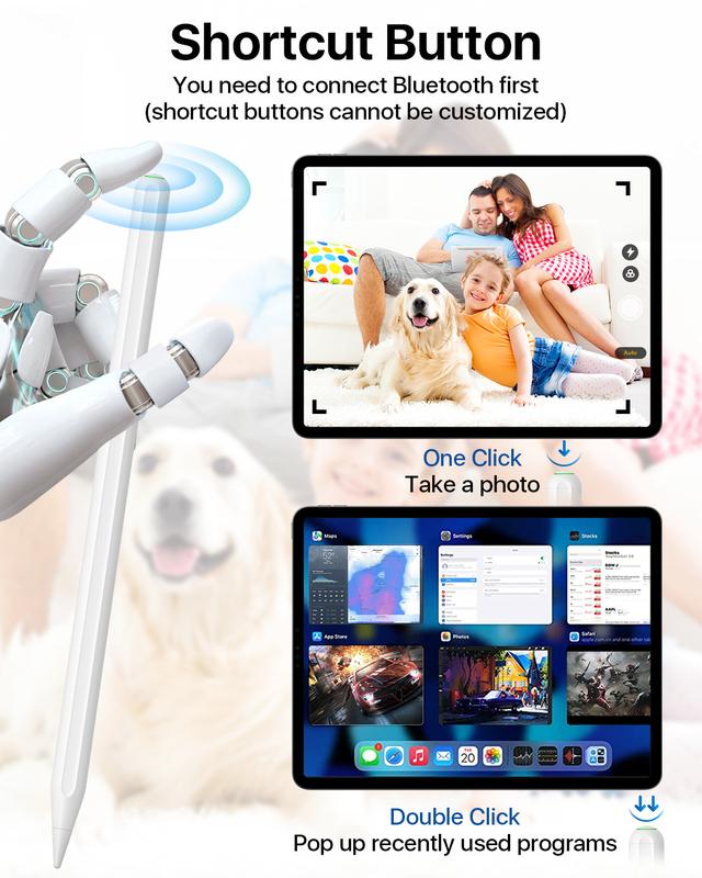 iPad Pencil 2nd Generation with Magnetic Wireless Charging, Same as Apple Pencil 2nd Generation with Quick Photo Function Make a Selfie Stick, Compatible with iPad Pro 11 in 1 2 3 4, iPad Pro 12.9 in 3 4 5 6, iPad Air 4 5, iPad Mini 6 (Yellow)