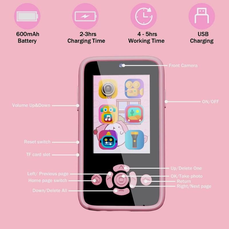 Kids Smart Phone for Girls Toy Camera Phone for Toddler Birthday Gifts for 3-8 Years Old Children with 32G SD Card